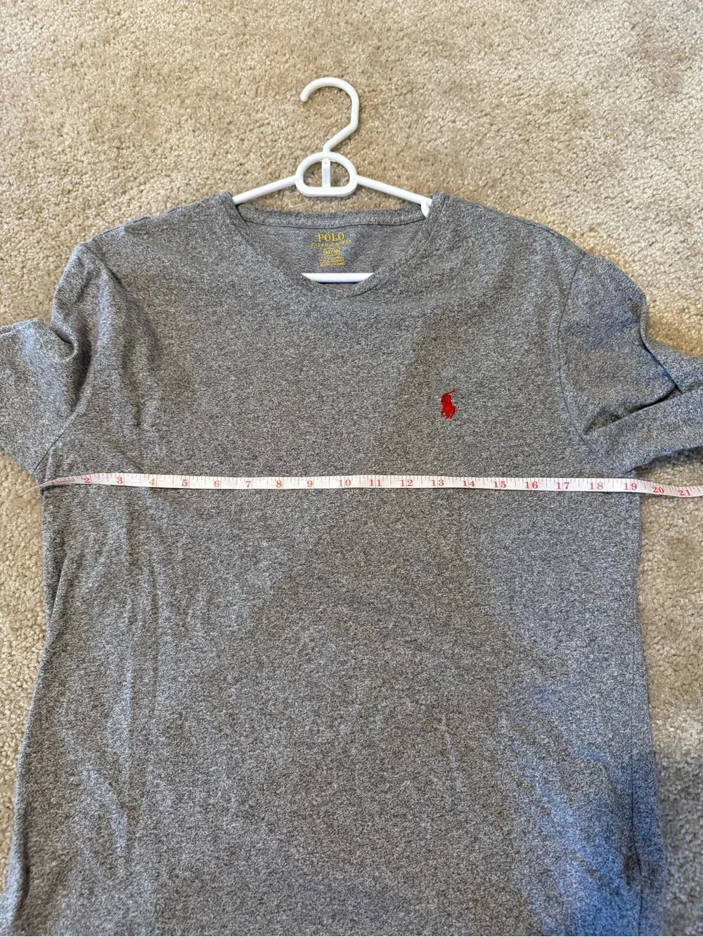 Polo Ralph Lauren Mens M grey long sleeve shirt: red logo casual comfort lounge